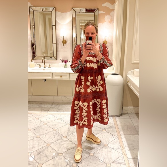 NWT Sézane Adénora Dress in Ecru Green Embroidery FR 38 / US 6 - Picture 16 of 16